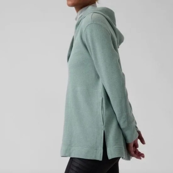 Athleta Womens Coaster Luxe Waffle Hoodie Minimalistic Grey, size Small Petite - Picture 14 of 14